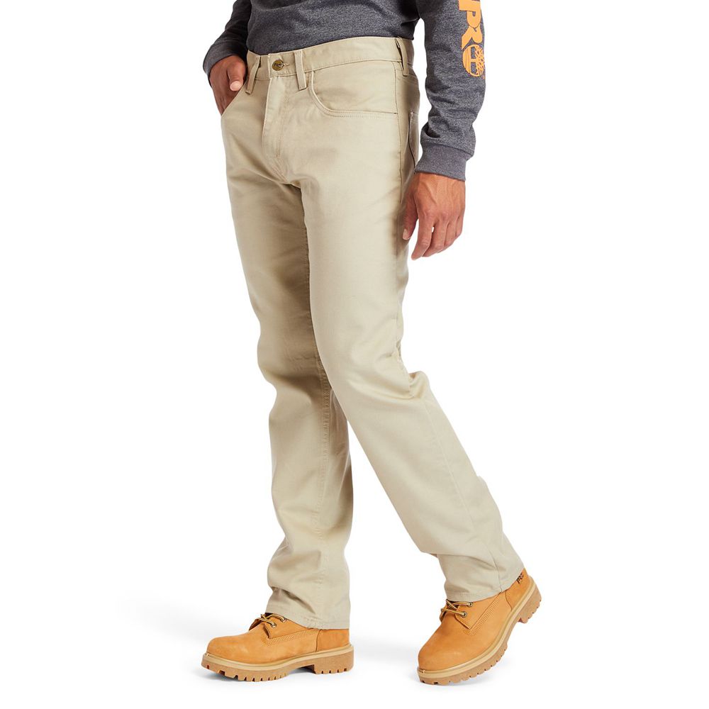 Timberland Mens Pants PRO® 8 Series Flex Canvas Work - Khaki - India ZA6187549